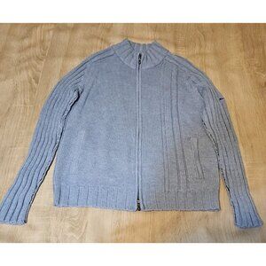 Ben Sherman Mens Size Large Light Blue Full Zip Wool Blend Cardigan Sweater